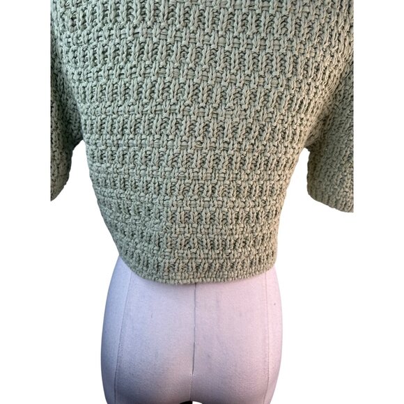 2/$30 ZARA Green Cropped Knit Cardigan S Cotton & Polyamide - Picture 4 of 13